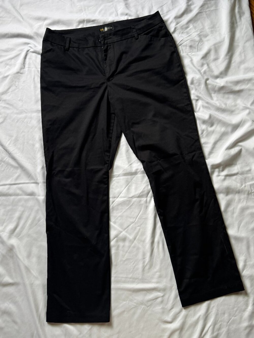Lee Straight Leg Black Dress Pants Womens 14 Medium Mid Rise Career
